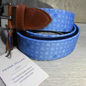 PETER MILLAR Mens 36 BELT SKULL IN ONE BONNET BLUE WOVEN LEATHER GOLF MS24A03 - Picture 1 of 11