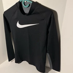 Nike Pro Long Sleeve Shirt Kids L Black Solid Crew Neck Activewear 14-16 Child - Picture 1 of 7