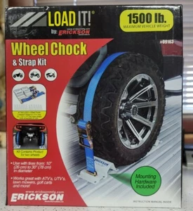 Load It! By Erickson Wheel Chock & Strap Kit for ATV, UTV, Lawn Mower, etc.  - Picture 1 of 2