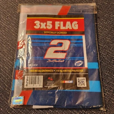 Brad Keslowski NASCAR Flag 3’ x 5’ Miller Lite #2 Banner Novos Ilhós de Metal - Imagem 1 de 3