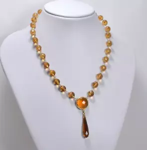 Collar de Oro 18KT Con Citrino Facetado 8MM -ogln 0102 - Imagen 1 de 3