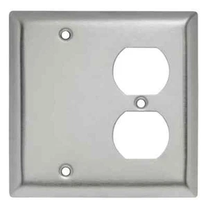 Pass & Seymour 302/304 S/S 2 Gang 1 Duplex 1 Box Mount Blank Wall Plate, Stainle - Picture 1 of 7