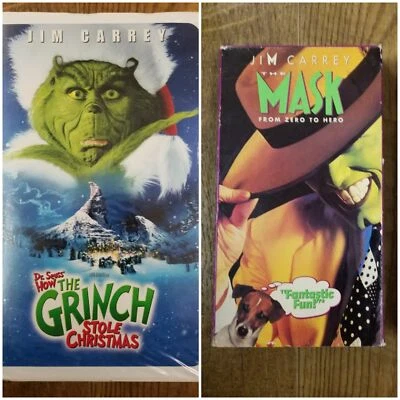 Lot of 2 Jim Carrey Movies VHS tapes The Mask & How the Grinch Stole Christmas - Image 1 of 4