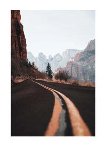 Road with Mountain Poster Living Home Furniture Quality Modern Print - Picture 1 of 30