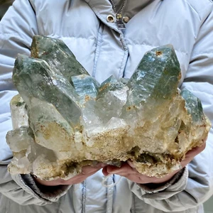 10.71LB Rare Natural Green Ghost Quartz Crystal Cluster Specimen - Picture 1 of 13