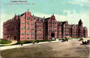 Creighton Memorial St Joseph's Hospital Omaha Nebraska Postcard Burkley Printing - Picture 1 of 2