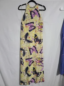 Mustard Seed Maxi Dress Yellow Butterfly Open Back Size Small - Picture 1 of 5