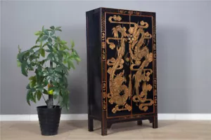 Schrank mit Handbemalung Drachen schwarz #M-HOC-A96B - Bild 1 von 4