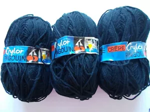Pingouin Crepe Crylor filato, Francia, nero, lotto di 3 - Foto 1 di 2