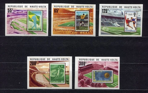 S5245) Haute Volta 1977 MNH Wc Football - CM Football 5v World Cup Stamps Imperf Cover
