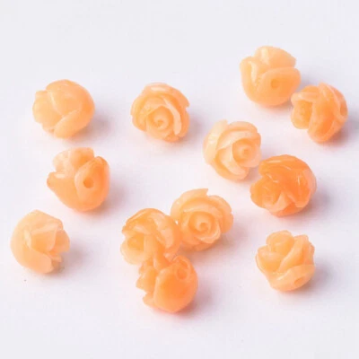 10pcs Rose Flower 6mm 8mm 10mm Resin Artificial Coral Beads For Jewelry Making - Image 1 of 4