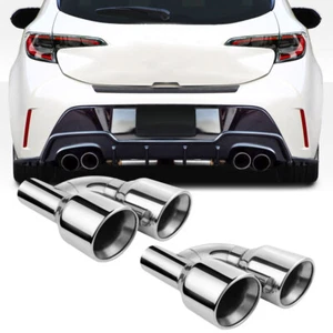 2x For Toyota Corolla 2.5" In Quad 4" Out Dual Exhaust Tip Double Wall Slant Cut - Picture 1 of 12