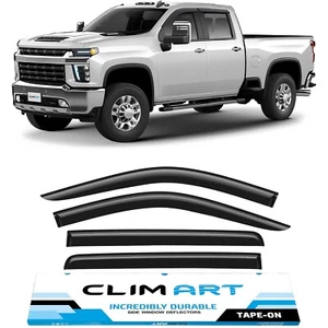 Sun Rain Visors Wind Rain Guards for 2019-2025 Chevy Silverado Crew Cab - Picture 1 of 8
