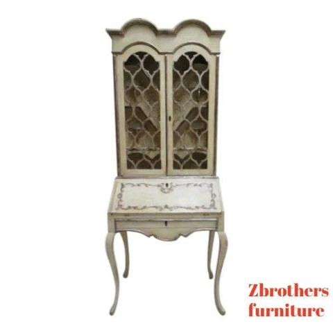 Vintage Italian Regency Paint Distressed Ladies Drop Front Secretary Desk Cover