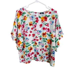 Bobeau Bluse Rüschenärmel Blumen leichtes Boho Oberteil Gr. M - Bild 1 von 7