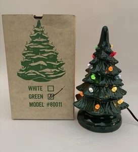 Vtg Ceramic Raymond Lamp Co 10" Green Christmas Tree Model #80011 USA Made - Picture 1 of 6