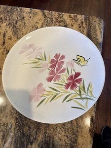 Vintage Red Wing Pottery 11” Chop Plate Pink Spice Pattern - Picture 1 of 3