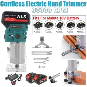 21V Cordless Wood Trimmer 1/4" Hand Palm Router Laminate Trimmer With 2 Battery - Picture 1 of 14
