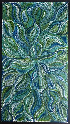 Romero Petyarre. Auténtico arte aborigen. Flor de ñame arbusto, tamaño; 110 X 60 cm Foto 1 de 4