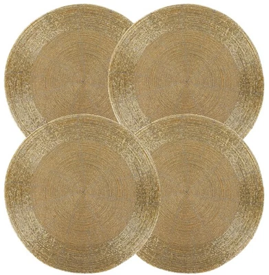 Juego de 4 manteles redondos con cuentas - manteles rústicos para mesa de comedor 13 pulgadas... Foto 1 de 4