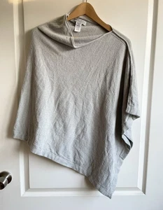 Barefoot Dreams Cozychic Knit Poncho One Size Light Gray - Picture 1 of 4