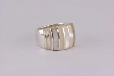 Anillo Acanalado Madreperla Columnar Plata Esterlina AUDAZ 9g 925 Talla: 8 Foto 1 de 4
