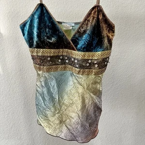 Vintage Y2K Funkadelic Samt Trägertop Perlen Fairycore Boho Made In USA - Bild 1 von 11