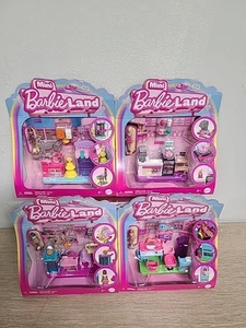4 X Mini Barbie Land Doll & Accessories Playset House, Salon, Bakery Supermarket - Picture 1 of 9