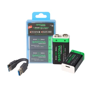 2 batterie premium blocco 9 volt 3,6 Wh con USB-C e cavo di ricarica - Foto 1 di 6