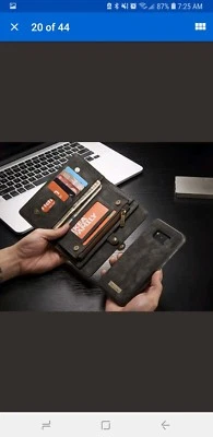 Genuine Leather Purse Wallet Case For Galaxy S8/S8+ S9 Magnetic Removable Cover - Image 1 of 4