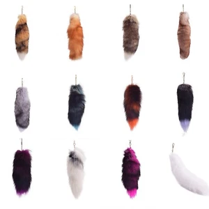 40cm Fluffy Faux Fox Fur Tail Keychain Tassel Bag Hanging Keyring Pendant Charm- - Picture 1 of 35