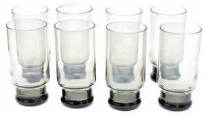 Vintage rauchgrau Becher Glas hoher Ball Barware Cocktail Tee Getränke Menge 8 70er Jahre - Bild 1 von 4
