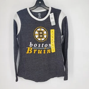 NHL Boston Bruins Hockey T-Shirt Mädchen Jugend Small Grau Langarm Neu - Bild 1 von 15