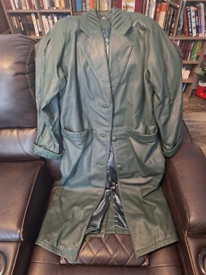 Vintage JACQUELINE FERRAR Women's Dark Green Leather Classic Coat Size M 1990s - Image 1 of 3