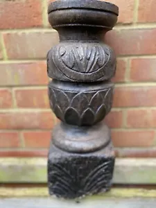 Substantial Antique Carved Oak Corbel Support Pillar Column. 44cm High - Picture 1 of 12