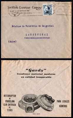 Spain Rare cover Sociedad Gardy Barcelona 1930 to Langenthal Switzerland - Image 1 of 3