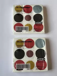 60 Ikea Paper Napkin, Snokrabba Dotted White -Multicolor 13x13", NEW - Picture 1 of 4