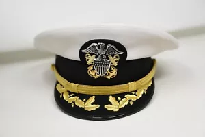 Vintage Bernard Authentic US Navy Captain / Commander Dress White Cap Hat - Picture 1 of 22
