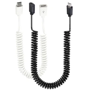 Cable de datos de extensión de carga rápida en espiral micro USB-B 5 pines macho a hembra 3 m - Imagen 1 de 6