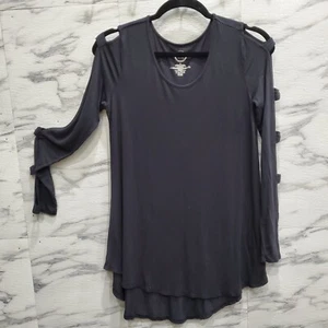 Maurices Top Women Size S Black Long Cutout Sleeves Soft Tunic Comfort - Picture 1 of 6