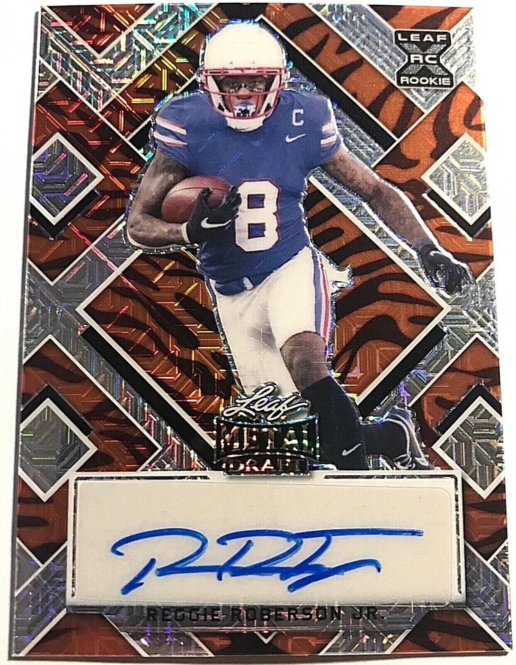 2022 Leaf Metal Draft REGGIE ROBERSON Titans Tiger Stripe Autograph Auto 2/5 - Image 1 of 1