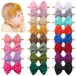 Hairband 20 PCS Baby Girls Nylon Headbands Super Soft Baby Hair bands with Bo... - Picture 1 of 6