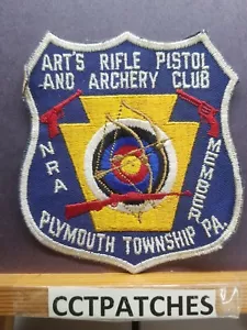 NRA MEMBER ART'S RIFLE PISTOL & ARCHERY CLUB PLYMOUTH TOWNS, PENNSYLVANIA PATCH - Picture 1 of 2