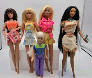 Vintage Barbies Lot of 5 Disney Pocahontas- Stacie- Skipper- Barbie- Brunette - Picture 1 of 9