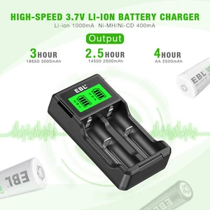 Battery Charger for 3.7V Lithium ion Rechargeable C AA AAA Batteries 26650 22650 - Picture 1 of 8
