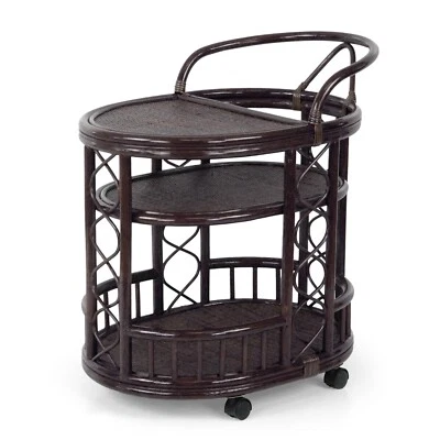 Mesa de carro de mudanza hecha a mano de ratán ECO de mimbre exclusiva, marrón oscuro Foto 1 de 4