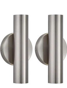 LED Wall Sconces Set of 2, Chrome 2-Light Wall Lamp, LED Lights for Bedroom - Picture 1 of 2