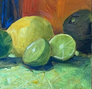 Limetten, 6x6 gewickelte Leinwand Impressionismus Orig Öl Margaret Aycock - Bild 1 von 12