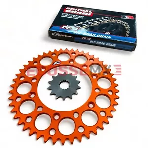 KIT CADENA ORING Y PIÑÓN ALEACIÓN KTM RENTHAL R3 NARANJA SX125 SX250 1993-2025 - Imagen 1 de 8