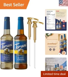 Sugar-Free Classic Caramel & French Vanilla Syrup 2-Pack with Pumps - 50.8 Fl Oz - Picture 1 of 9